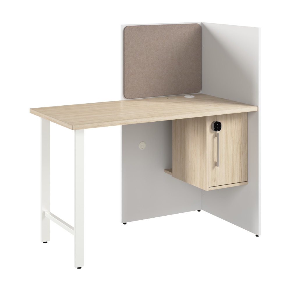 Bush Business Furniture Hustle 48-inch Cubicle Desk for Office with Locking Storage Cabinet, White/Natural Elm, Standard Delivers MPN:HUCB248WHNE