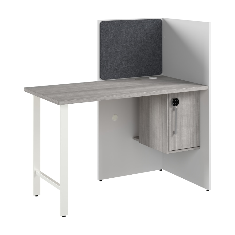 Bush Business Furniture Hustle 48-inch Cubicle Desk for Office with Locking Storage Cabinet, White/Platinum Gray, Standard Delivers MPN:HUCB248WHPG