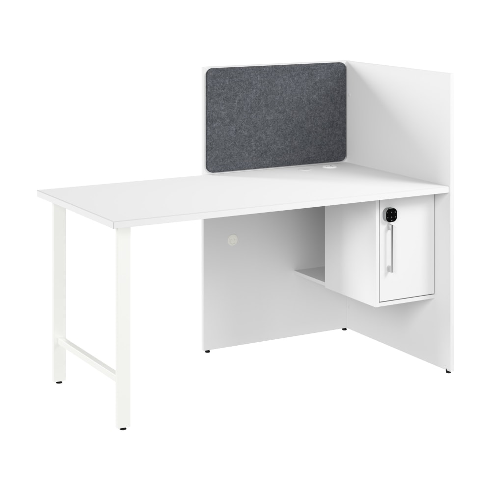 Bush Business Furniture Hustle 60-inch Cubicle Desk for Office with Locking Storage Cabinet, White, Standard Delivers MPN:HUCB260WH