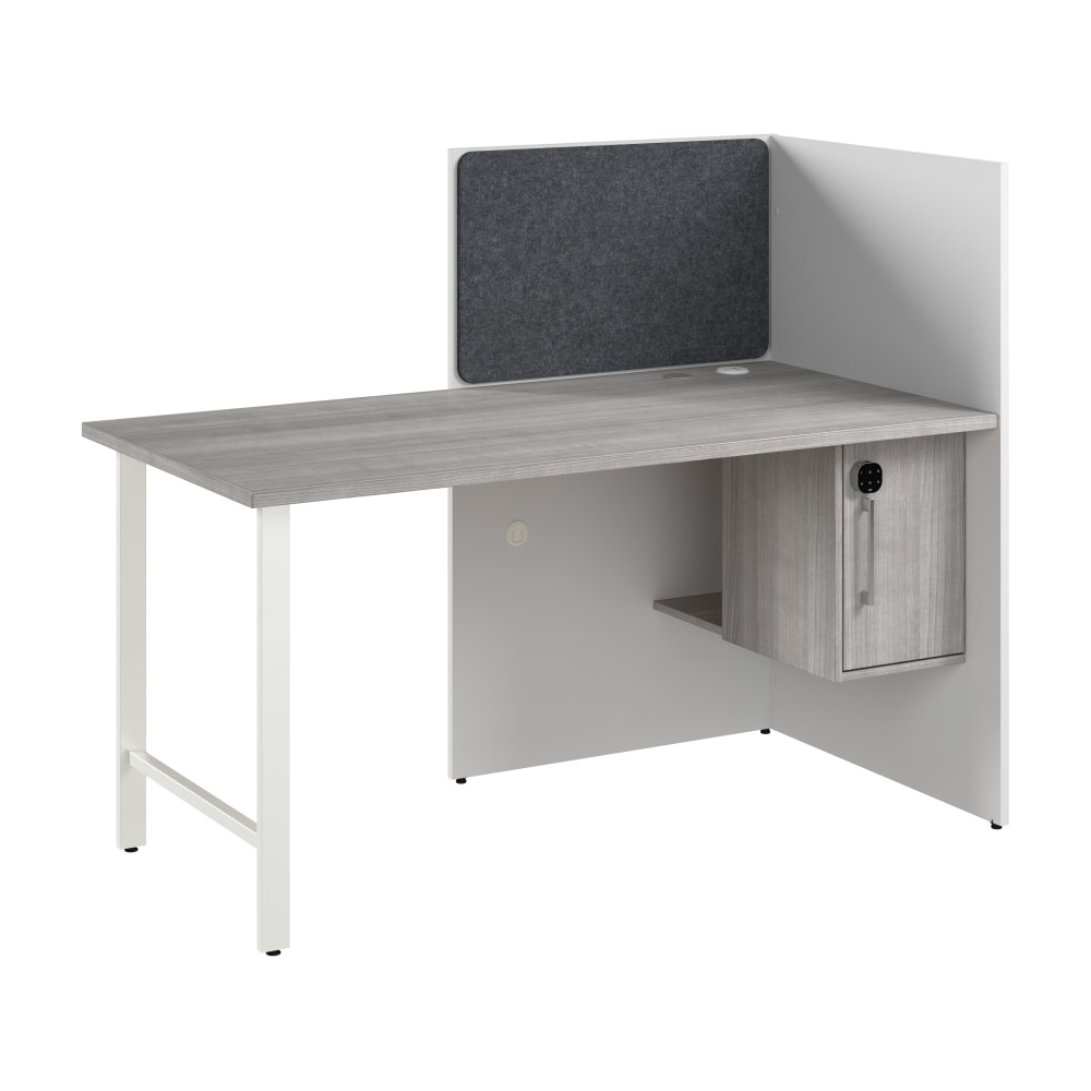 Bush Business Furniture Hustle 60-inch Cubicle Desk for Office with Locking Storage Cabinet, White/Platinum Gray, Standard Delivers MPN:HUCB260WHPG
