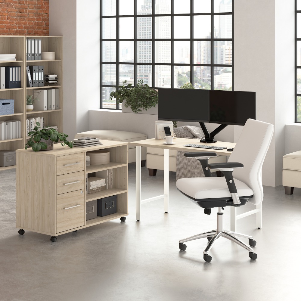 Bush Business Furniture Hustle 48inW Computer Desk and Storage Cabinet with Drawers and Shelves, Natural Elm, Standard Delivery Service MPN:HUS007NE