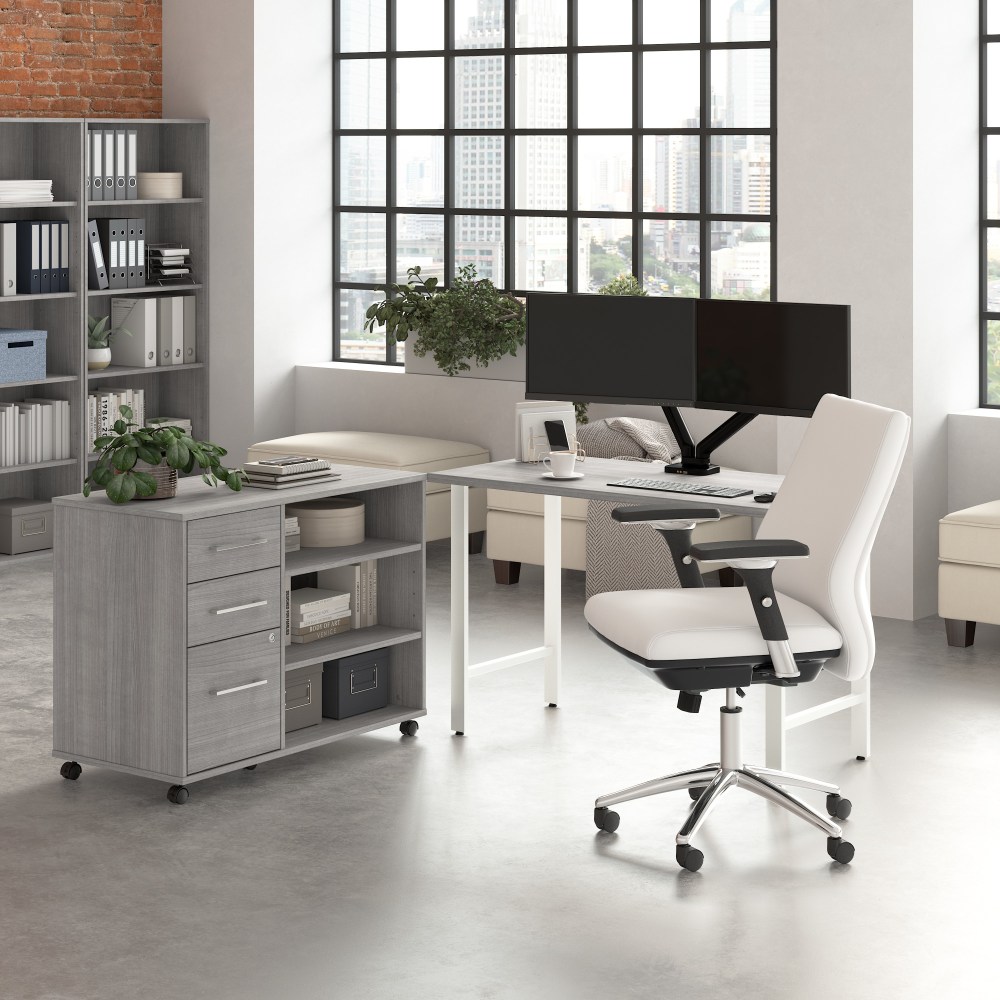 Bush Business Furniture Hustle 48inW Computer Desk and Storage Cabinet with Drawers and Shelves, Platinum Gray, Standard Delivery Service MPN:HUS007PG