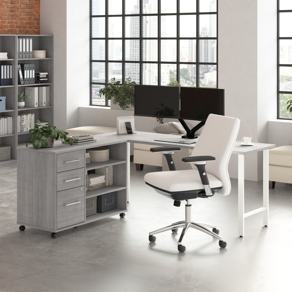 Bush Business Furniture Hustle 72inW Computer Desk and Storage Cabinet with Drawers and Shelves, Platinum Gray, Standard Delivery Service, HUS008PG MPN:HUS008PG
