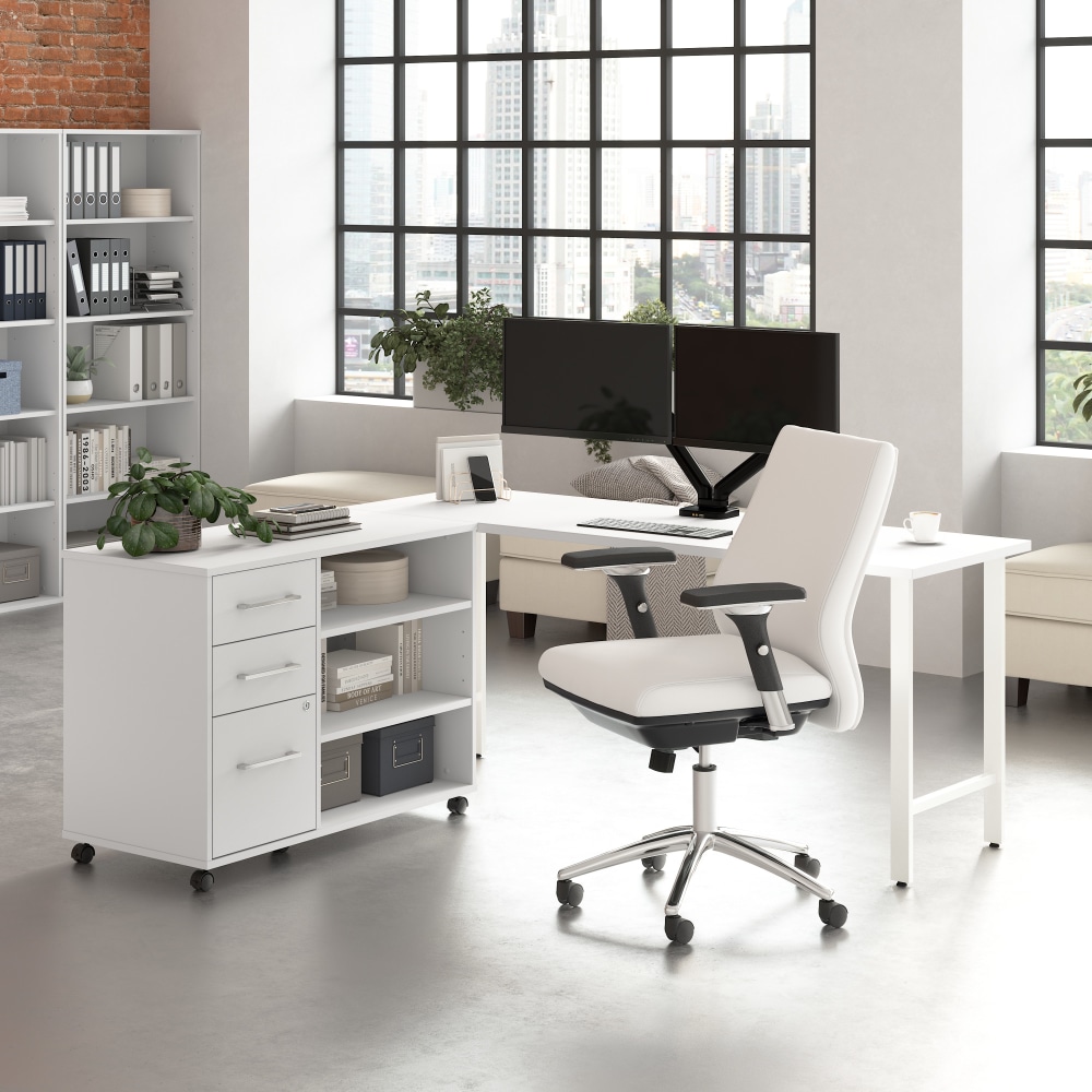 Bush Business Furniture Hustle 72inW Computer Desk and Storage Cabinet with Drawers and Shelves, White, Standard Delivery Service, HUS008WH MPN:HUS008WH