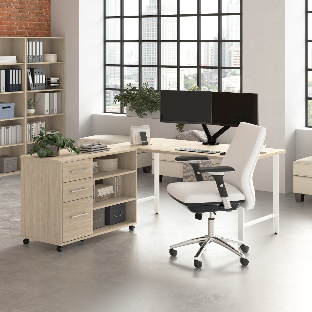 Bush Business Furniture Hustle 60inW Computer Desk and Storage Cabinet with Drawers and Shelves, Natural Elm, Standard Delivery Service MPN:HUS009NE