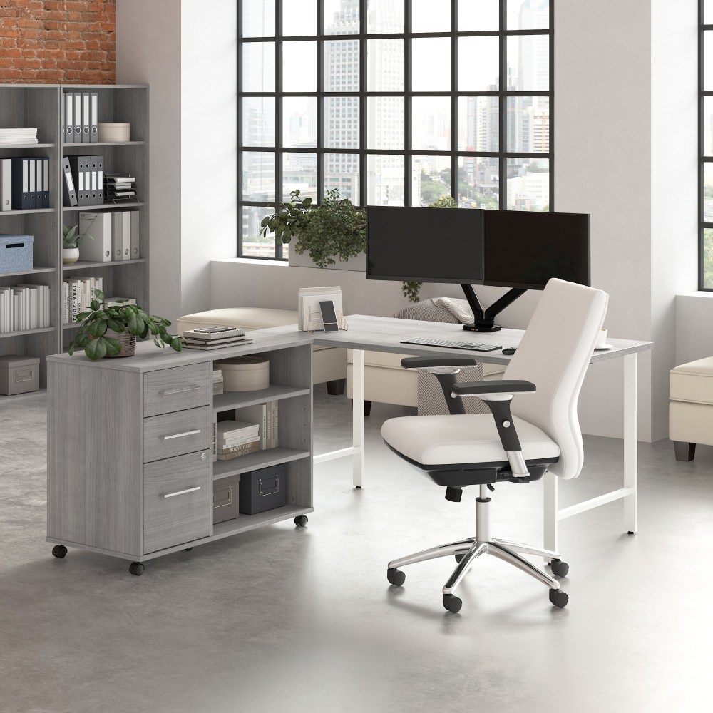 Bush Business Furniture Hustle 60inW Computer Desk and Storage Cabinet with Drawers and Shelves, Platinum Gray, Standard Delivery Service MPN:HUS009PG