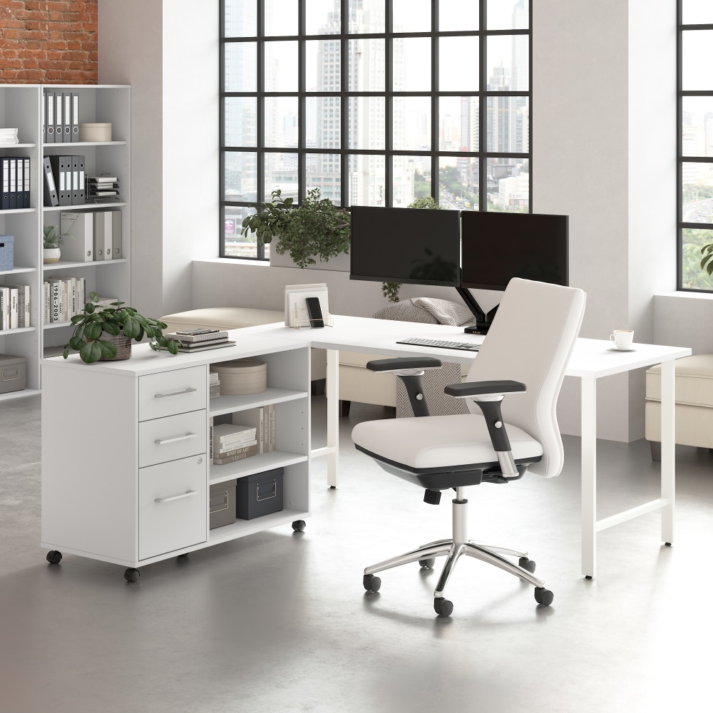 Bush Business Furniture Hustle 72inW Computer Desk and Storage Cabinet with Drawers and Shelves, White, Standard Delivery Service, HUS010WH MPN:HUS010WH