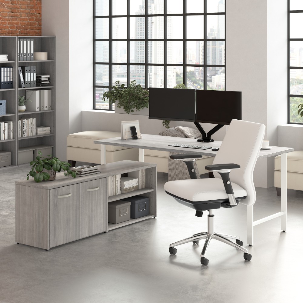 Bush Business Furniture Hustle 72inW Computer Desk and Low Storage Cabinet with Doors and Shelves, Platinum Gray, Standard Delivery Service MPN:HUS012PG