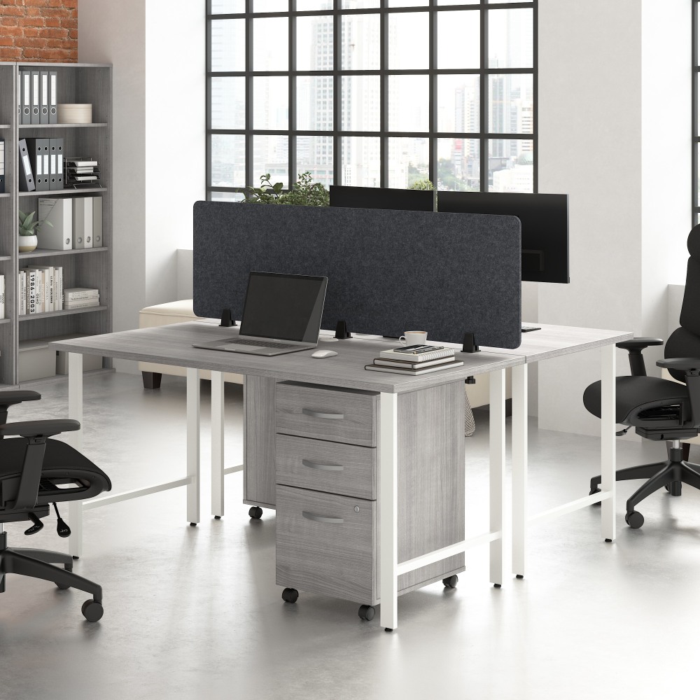 Bush Business Furniture Hustle 2 Person Computer Desk with Mobile File Cabinets, Power Grommets, and Privacy Screen, Platinum Gray, - HUS014PGSU MPN:HUS014PGSU