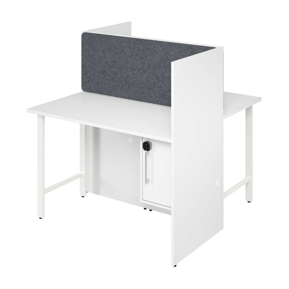 Bush Business Furniture Hustle 48-inch 2 Person Office Cubicles with Locking Storage and Large Tackboards, White, Standard Delivers MPN:HUS020WH