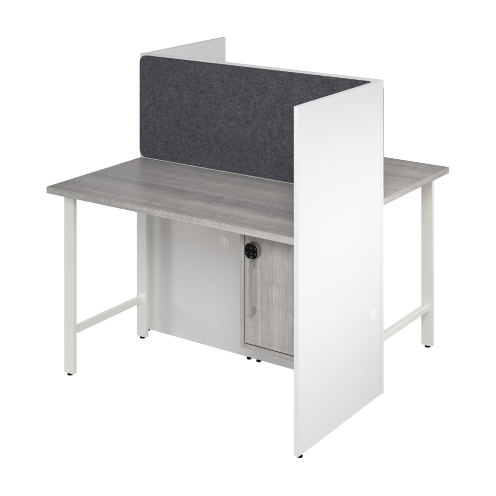 Bush Business Furniture Hustle 48-inch 2 Person Office Cubicles with Locking Storage and Large Tackboards, White/Platinum Gray, Standard Delivers MPN:HUS020WHPG