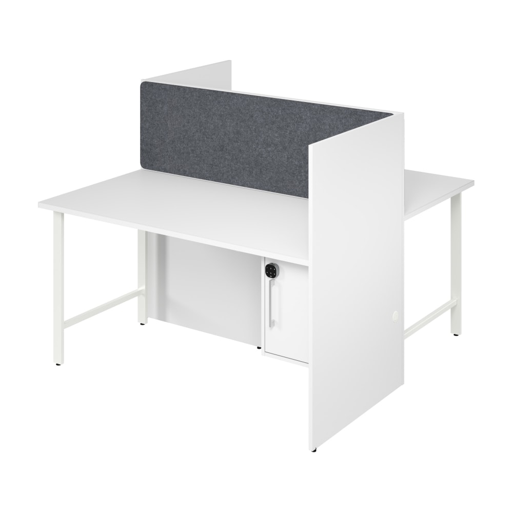 Bush Business Furniture Hustle 60-inch 2 Person Office Cubicles with Locking Storage and Large Tackboards, White, Standard Delivers MPN:HUS023WH