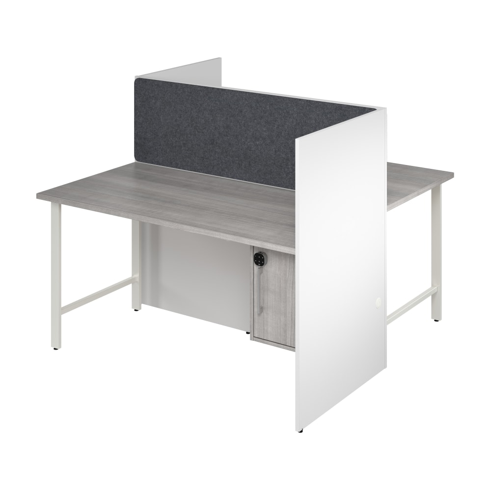 Bush Business Furniture Hustle 60-inch 2 Person Office Cubicles with Locking Storage and Large Tackboards, White/Platinum Gray, Standard Delivers MPN:HUS023WHPG