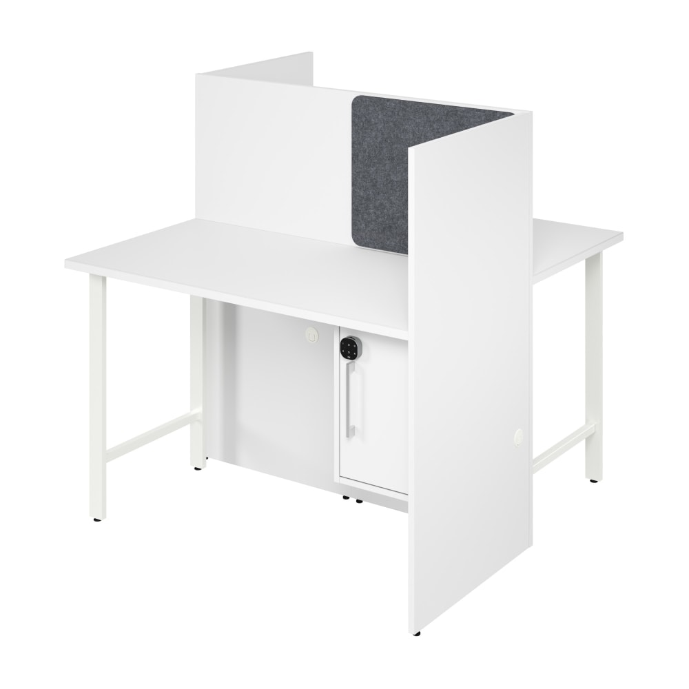 Bush Business Furniture Hustle 48-inch 2 Person Office Cubicles with Locking Storage Cabinet, White, Standard Delivers MPN:HUS031WH