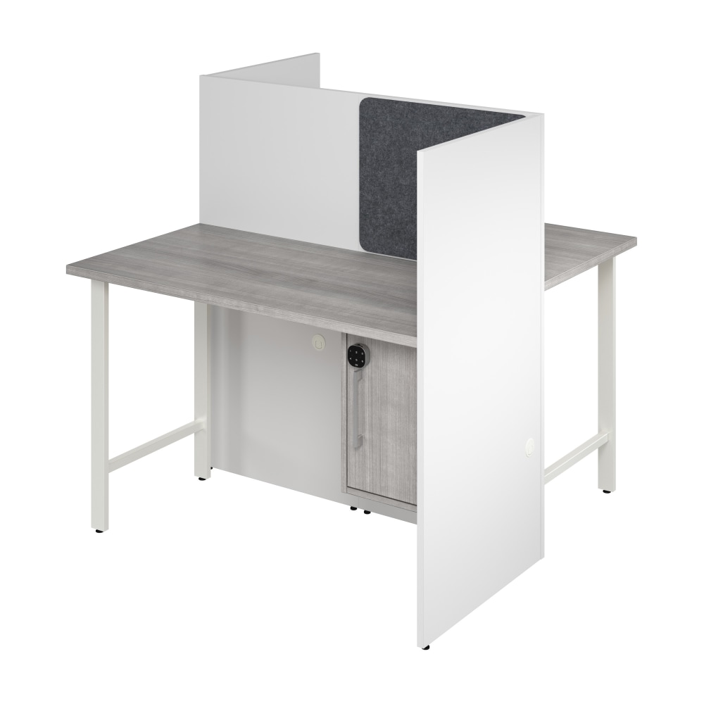 Bush Business Furniture Hustle 48-inch 2 Person Office Cubicles with Locking Storage Cabinet, White/Platinum Gray, Standard Delivers MPN:HUS031WHPG