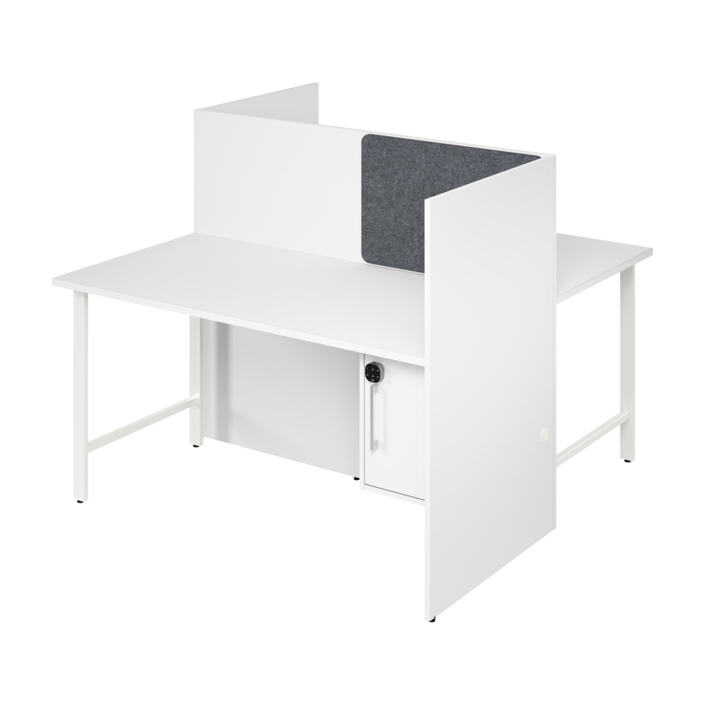 Bush Business Furniture Hustle 60-inch 2 Person Office Cubicles with Locking Storage Cabinet, White, Standard Delivers MPN:HUS032WH