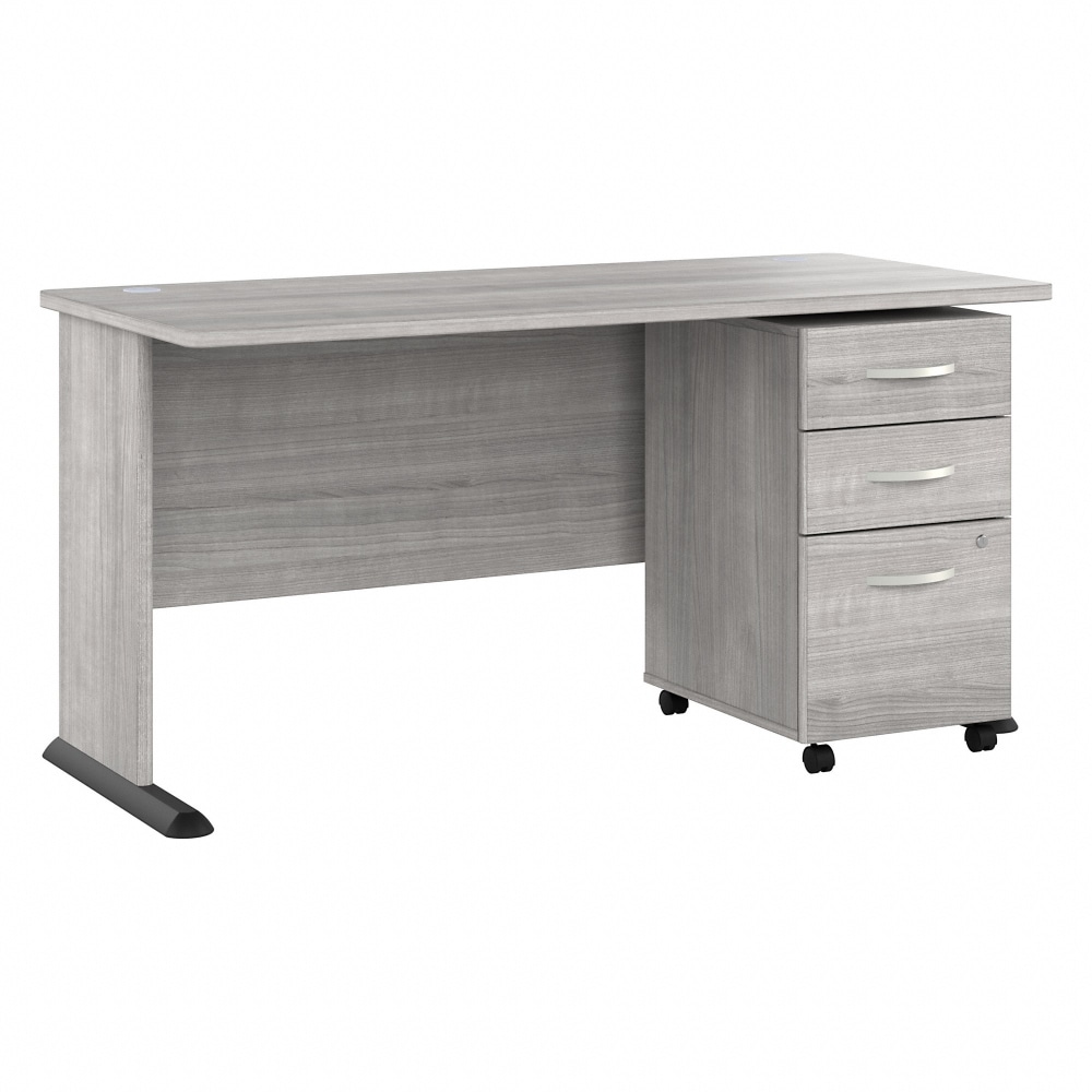 Bush Business Furniture Studio A 60inW Computer Desk With 3-Drawer Mobile File Cabinet, Platinum Gray, Standard Delivery MPN:STA002PGSU