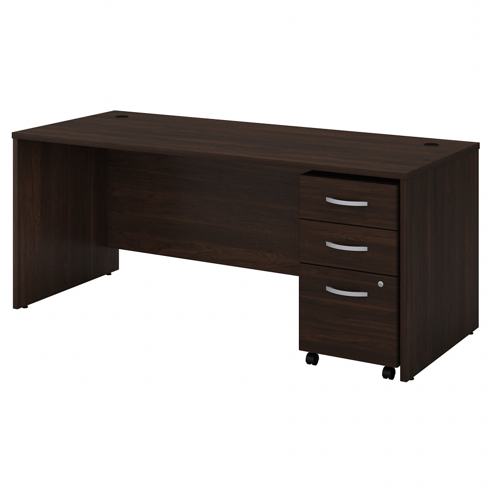 Bush Business Furniture Studio C Office 72inW Computer Desk With Mobile File Cabinet, Black Walnut, Standard Delivery MPN:STC013BWSU