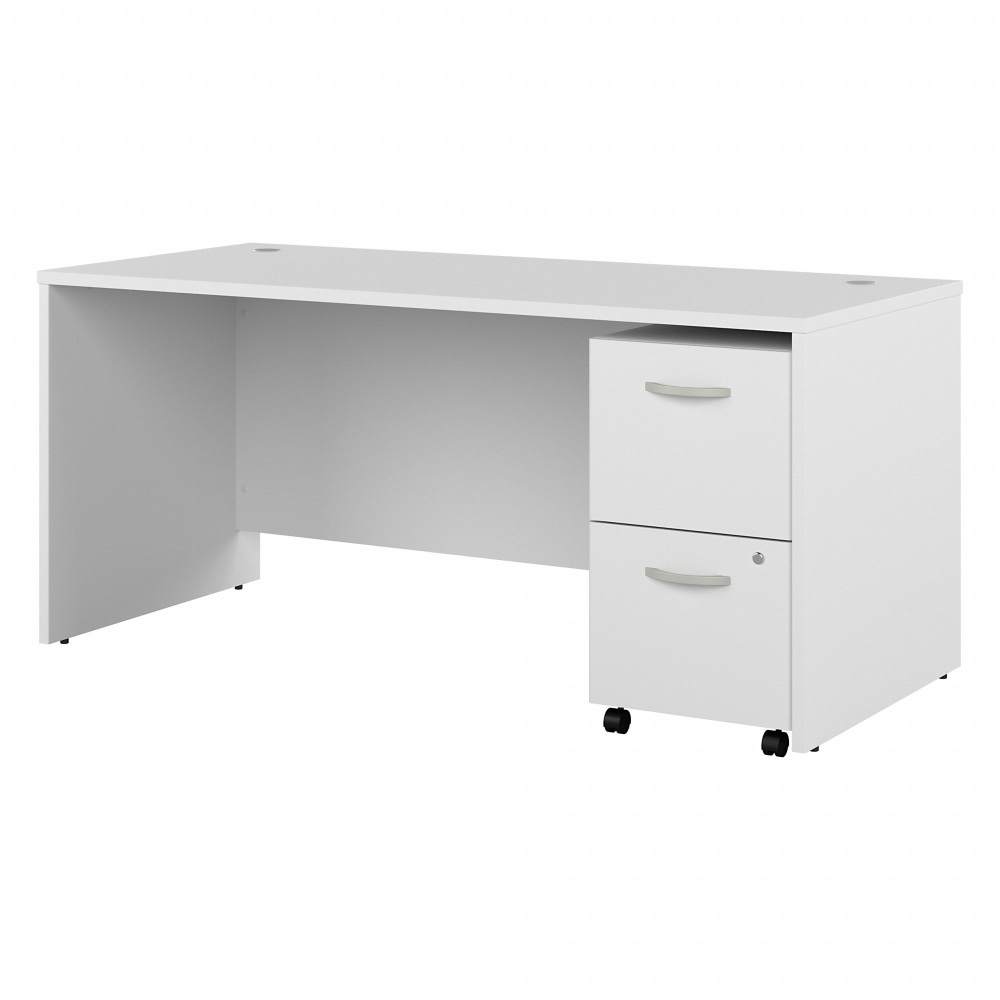 Bush Business Furniture Studio C 66inW Office Computer Desk With 2-Drawer Mobile File Cabinet, White, Standard Delivery MPN:STC071WHSU