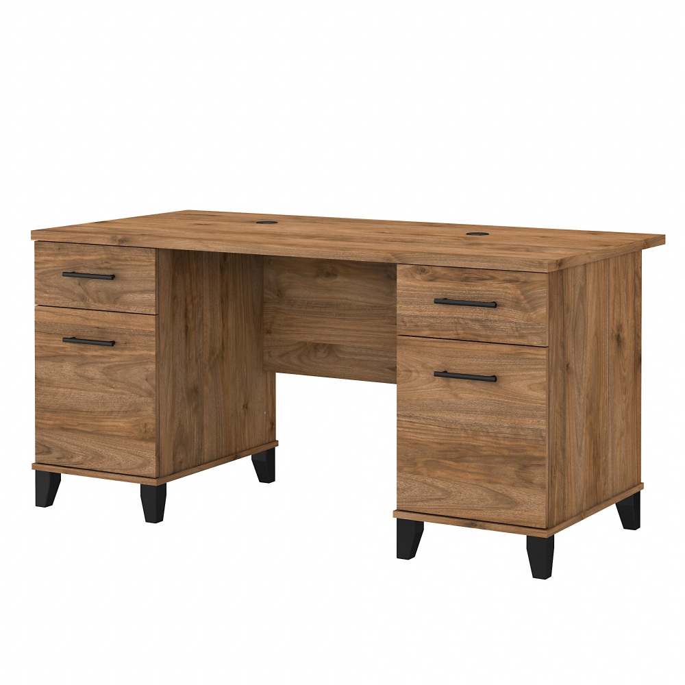Bush Home Somerset 60inW Office Computer Desk With Drawers, Fresh Walnut, Standard Delivery MPN:WC81328K
