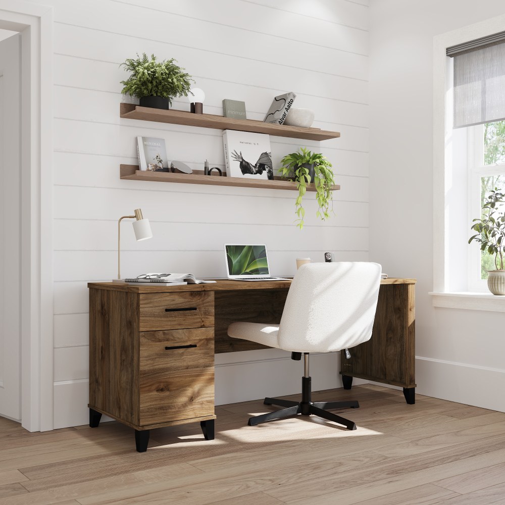 Bush Home Somerset 72W Office Desk with Drawers, Fresh Walnut, Standard Delivery MPN:WC81372