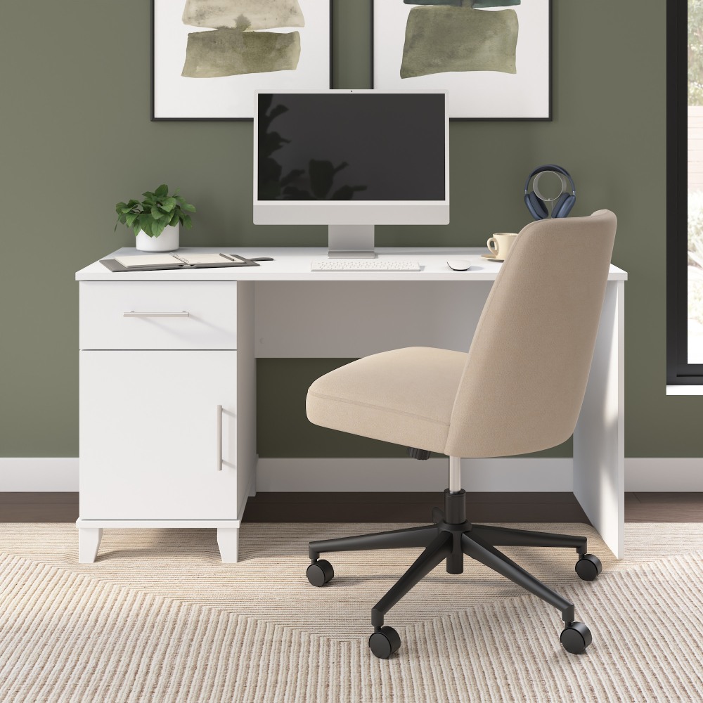 Bush Home Somerset 54inW Office Desk With Drawers, White, Standard Delivery MPN:WC81954