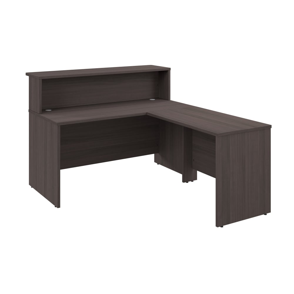 Bush Business Furniture Arrive 60inW L Shaped Reception Desk with Shelf, Storm Gray, Standard Delivery MPN:ARV003SG