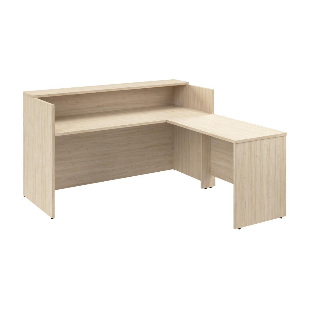 Bush Business Furniture Arrive 72inW L Shaped Reception Desk with Shelf, Natural Elm, Standard Delivery MPN:ARV006NE