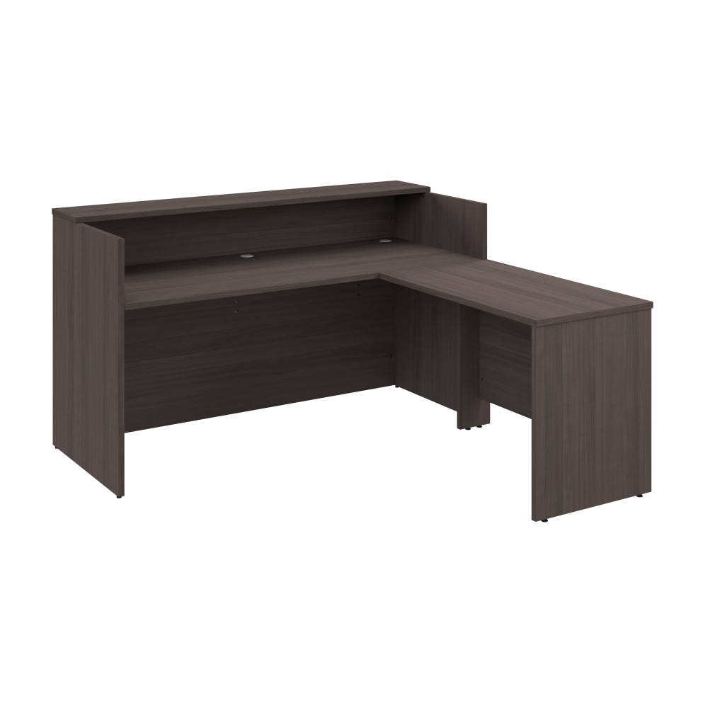 Bush Business Furniture Arrive 72inW L Shaped Reception Desk with Shelf, Storm Gray, Standard Delivery MPN:ARV006SG