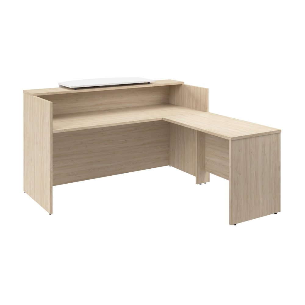 Bush Business Furniture Arrive 72inW L Shaped Reception Desk with Counter, Natural Elm, Standard Delivery MPN:ARV009NE