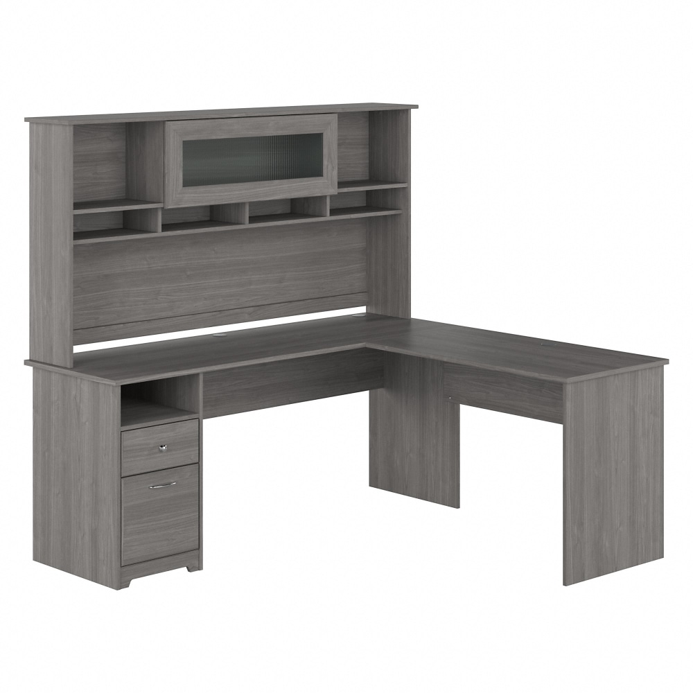 Bush Business Furniture Cabot 72inW L-Shaped Corner Desk With Hutch And Drawers, Modern Gray, Standard Delivery MPN:CAB053MG
