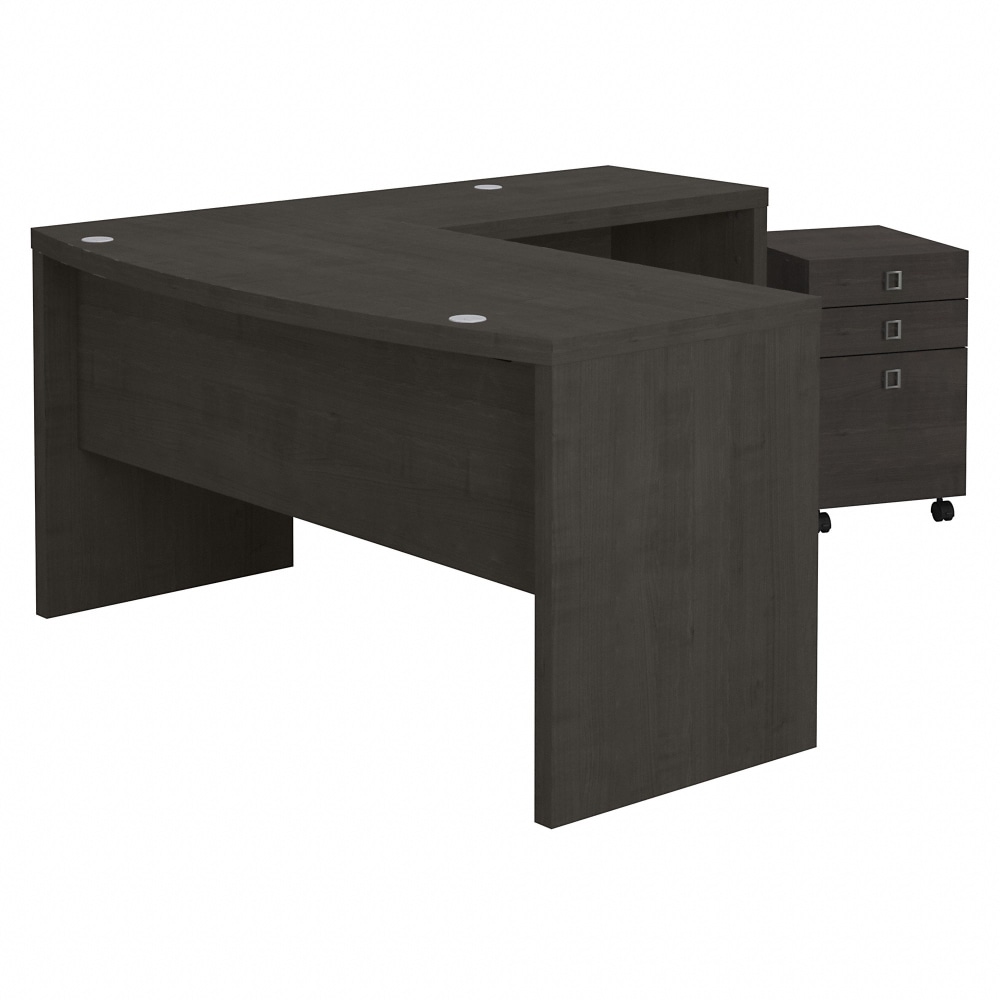 Bush Business Furniture Echo L Shaped Bow Front Desk with Mobile File Cabinet, Charcoal Maple, Standard Delivery MPN:ECH007CM