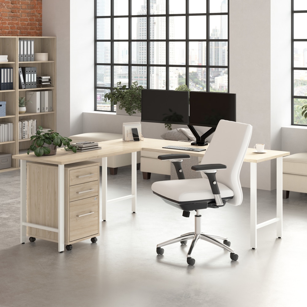 Bush Business Furniture Hustle 72inW L-Shaped Corner Computer Desk with 3 Drawer Mobile File Cabinet, Natural Elm, Standard Delivery Service, HUS005NE MPN:HUS005NE