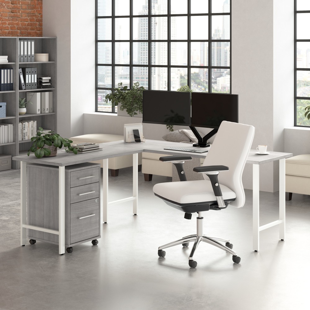 Bush Business Furniture Hustle 72inW L-Shaped Corner Computer Desk, 3 Drawer Mobile File Cabinet, Platinum Gray, Standard Delivery Service, HUS005PG MPN:HUS005PG