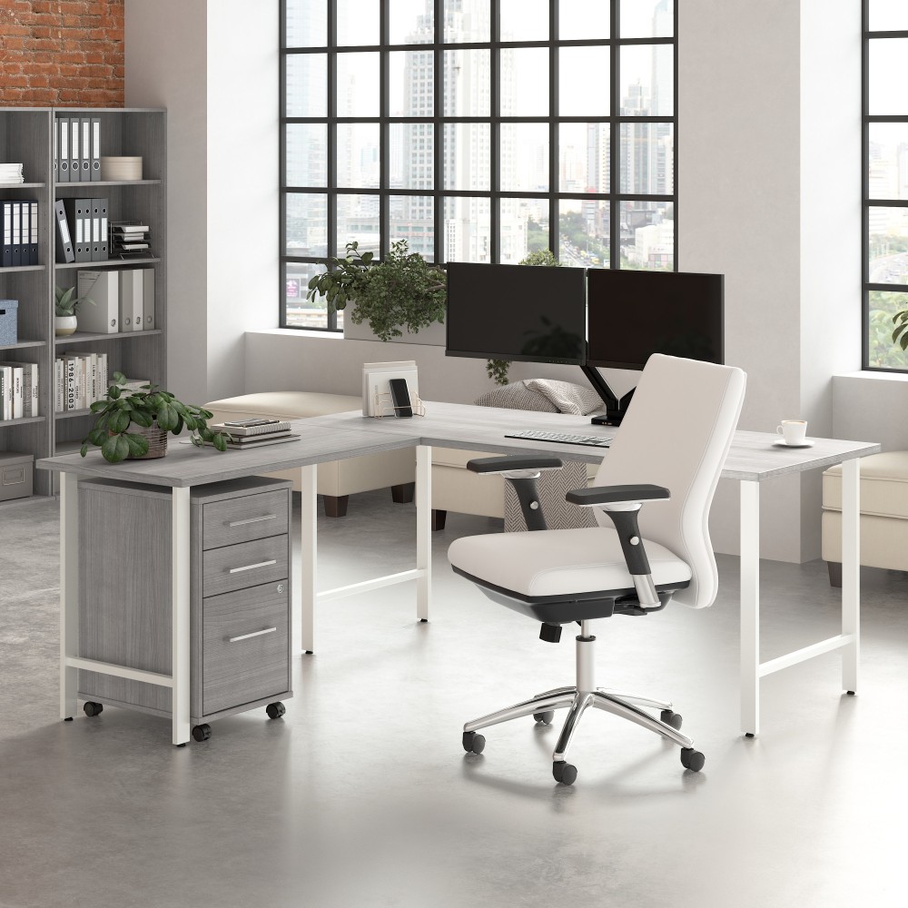 Bush Business Furniture Hustle 72inW L-Shaped Corner Computer Desk, 3 Drawer Mobile File Cabinet, Platinum Gray, Standard Delivery Service, HUS013PG MPN:HUS013PG