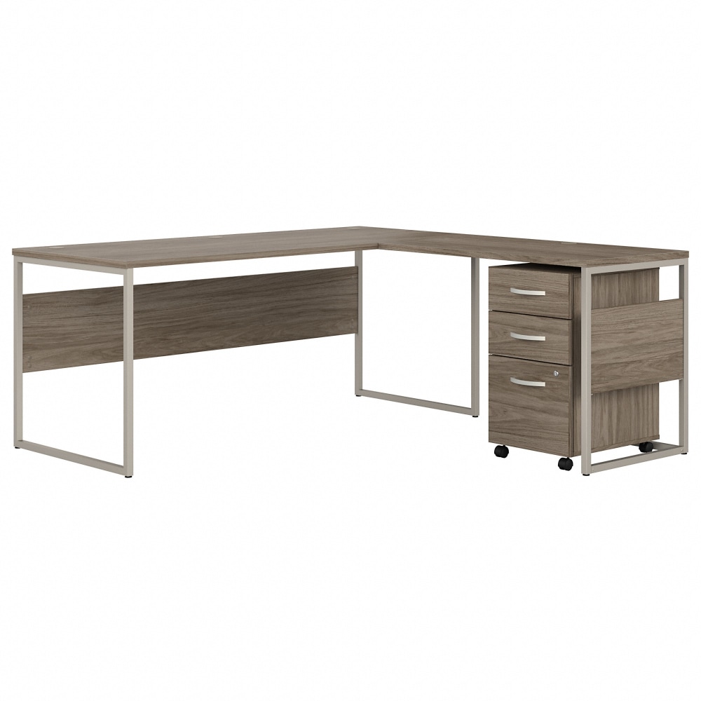 Bush Business Furniture Hybrid 72inW L-Shaped Corner Desk Table With Mobile File Cabinet, Modern Hickory, Standard Delivery MPN:HYB028MHSU