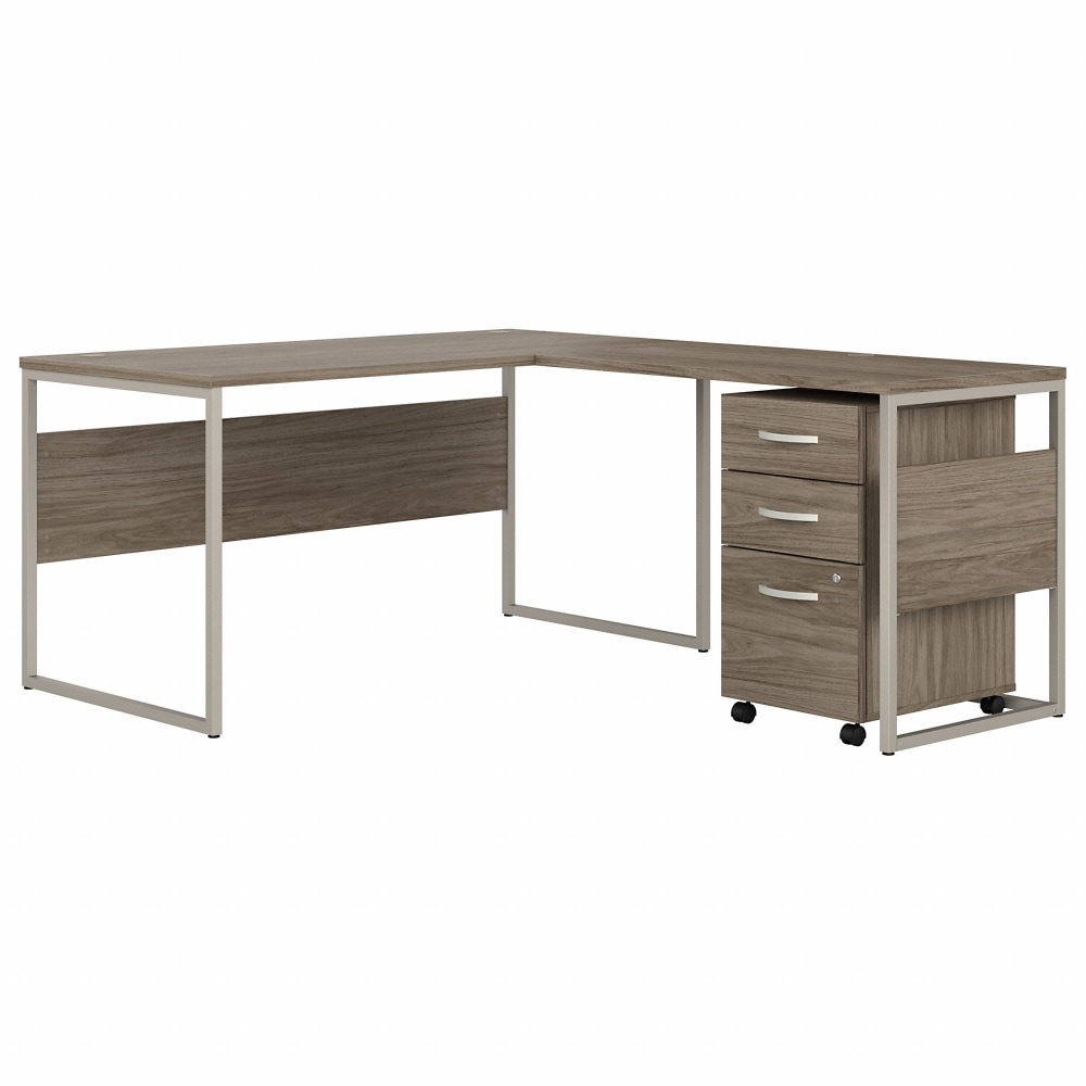 Bush Business Furniture Hybrid 60inW L-Shaped Corner Desk Table With Mobile File Cabinet, Modern Hickory, Standard Delivery MPN:HYB029MHSU