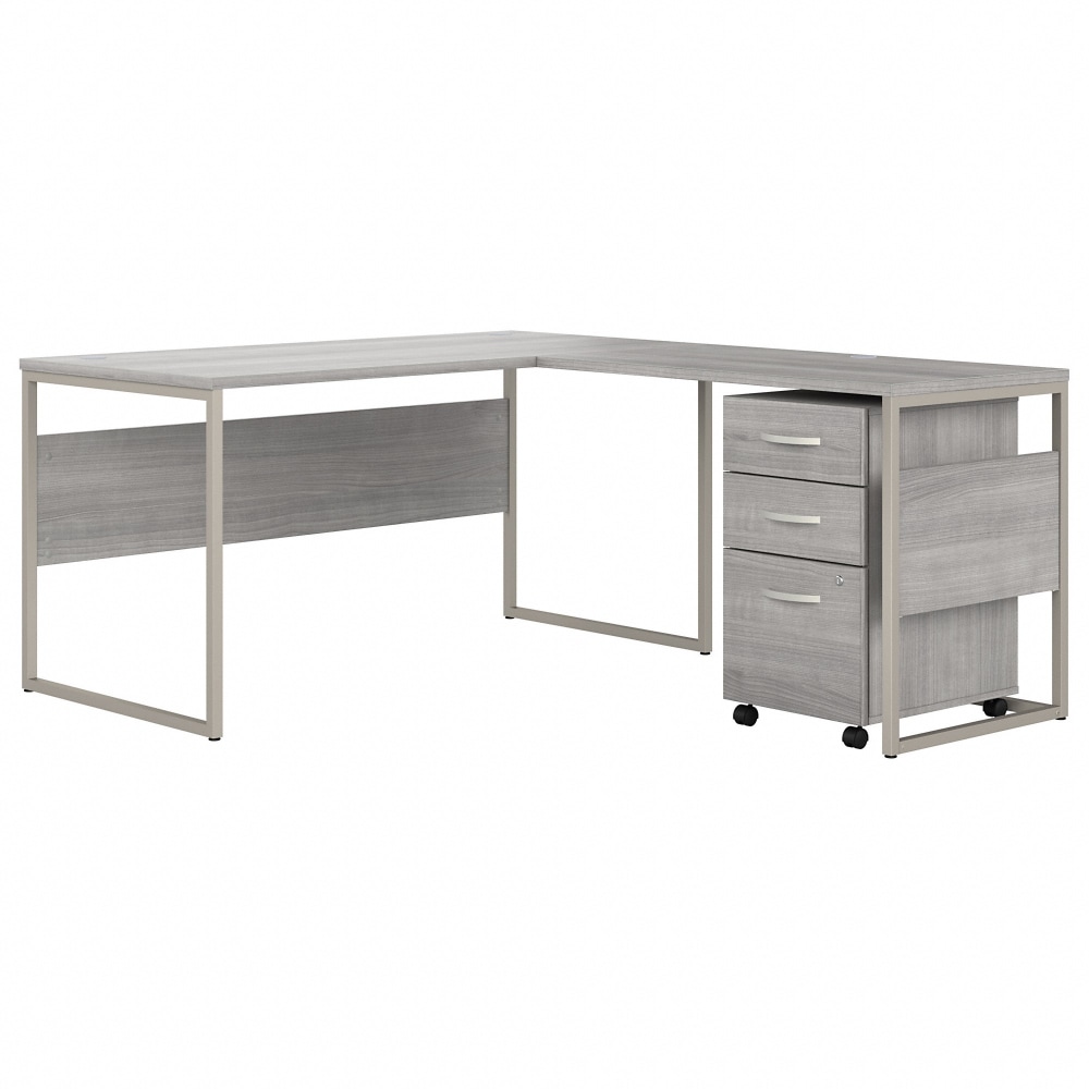 Bush Business Furniture Hybrid 60inW L-Shaped Corner Desk Table With Mobile File Cabinet, Platinum Gray, Standard Delivery MPN:HYB029PGSU