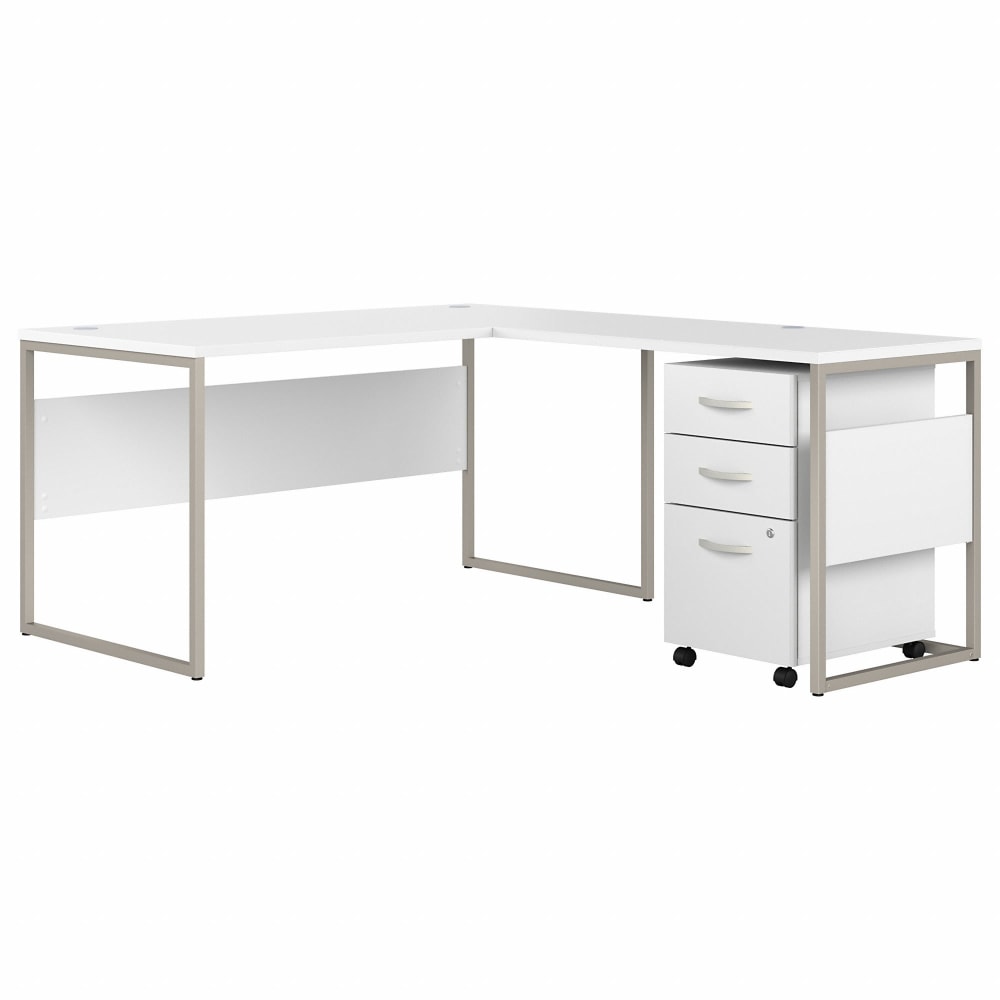 Bush Business Furniture Hybrid 60inW L-Shaped Corner Desk Table With Mobile File Cabinet, White, Standard Delivery MPN:HYB029WHSU