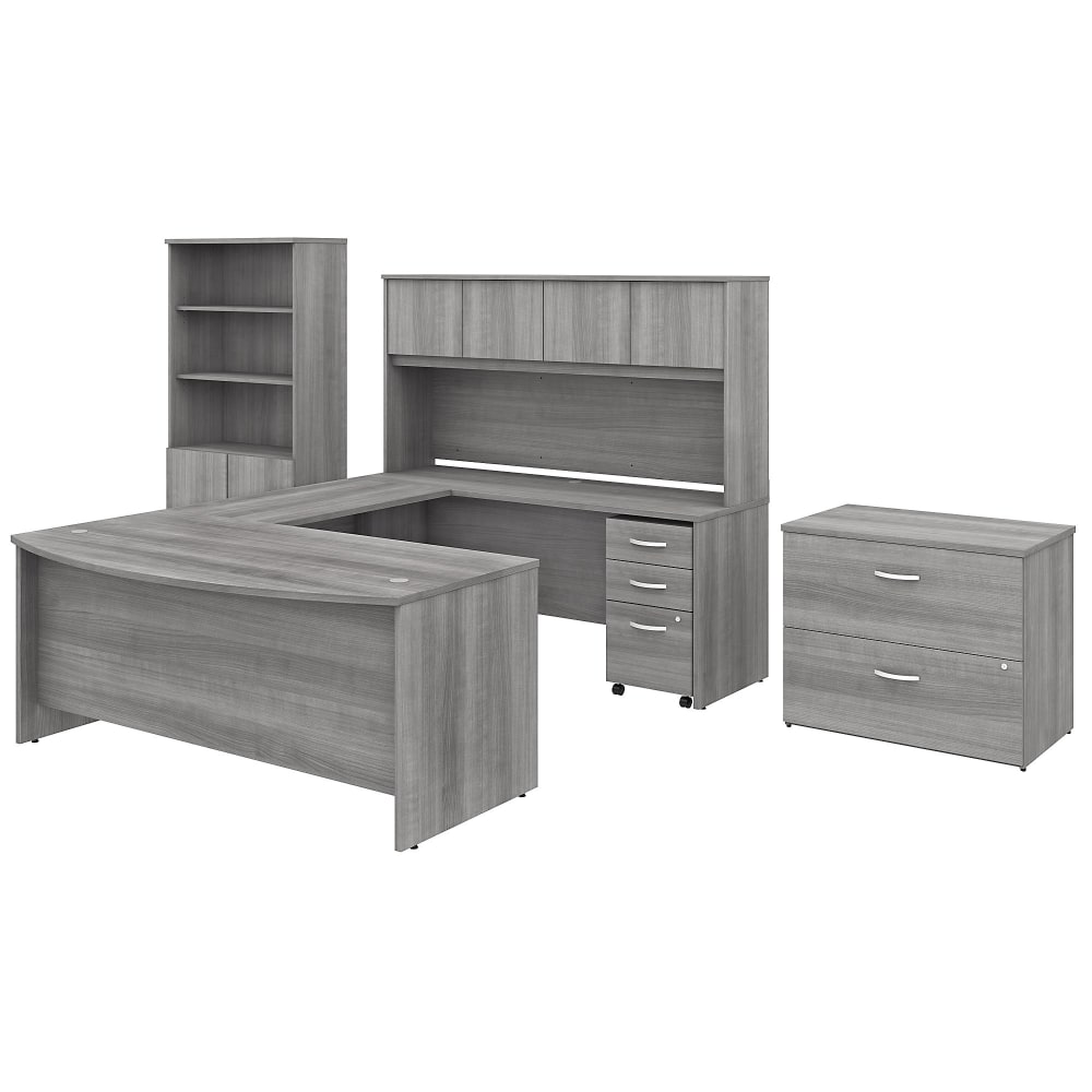 Bush Business Furniture Studio C 72inW x 36inD U-Shaped Desk With Hutch, Bookcase And File Cabinets, Platinum Gray, Standard Delivery MPN:STC001PGSU
