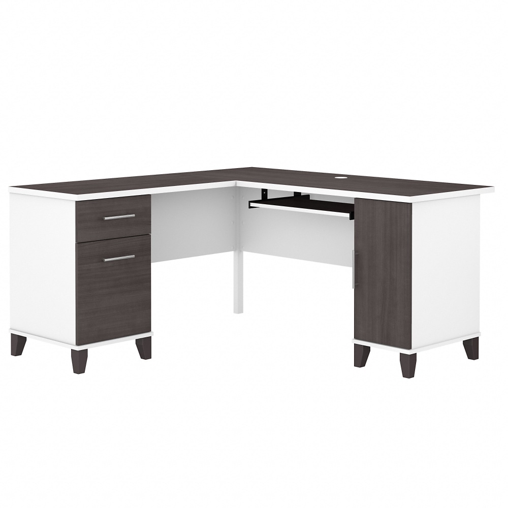 Bush Home Somerset 60inW L-Shaped Corner Desk With Storage, Storm Gray/White, Standard Delivery MPN:WC81030K