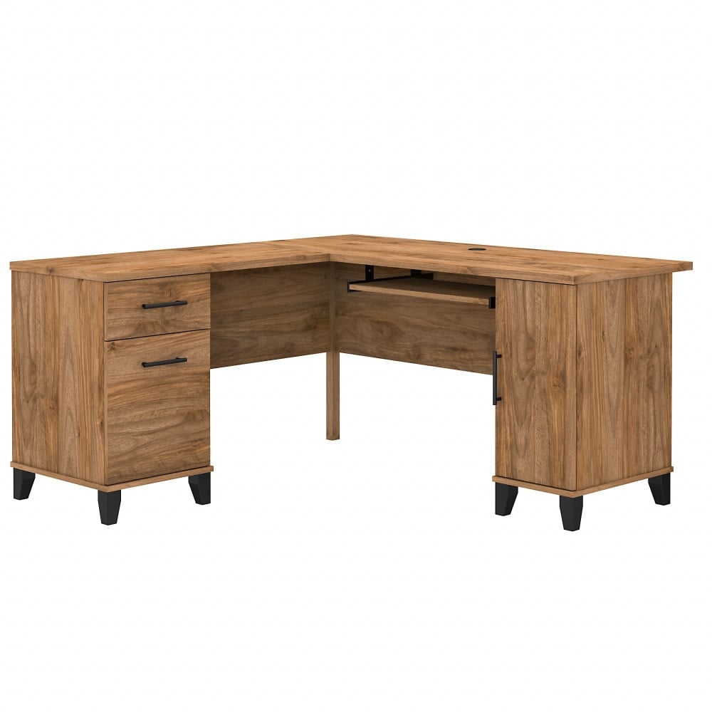 Bush Home Somerset 60inW L-Shaped Corner Desk With Storage, Fresh Walnut, Standard Delivery MPN:WC81330K