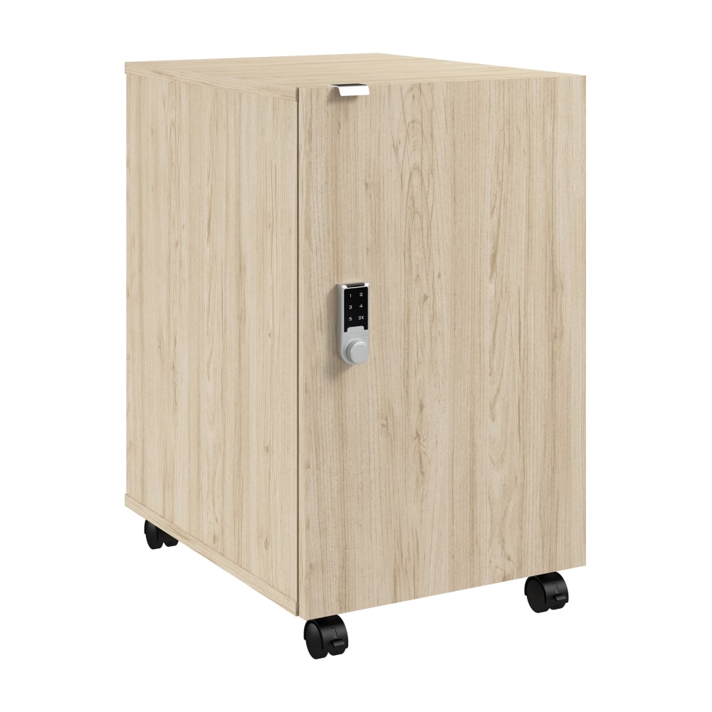 Bush Business Furniture Assure Mobile File Cabinet with Drawer, Door, and Keypad Lock, Natural Elm, Standard Delivery MPN:AUS116NESU