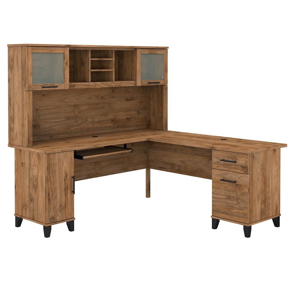Bush Home Somerset 72inW L-Shaped Desk With Hutch, Fresh Walnut, Standard Delivery MPN:SET001FW