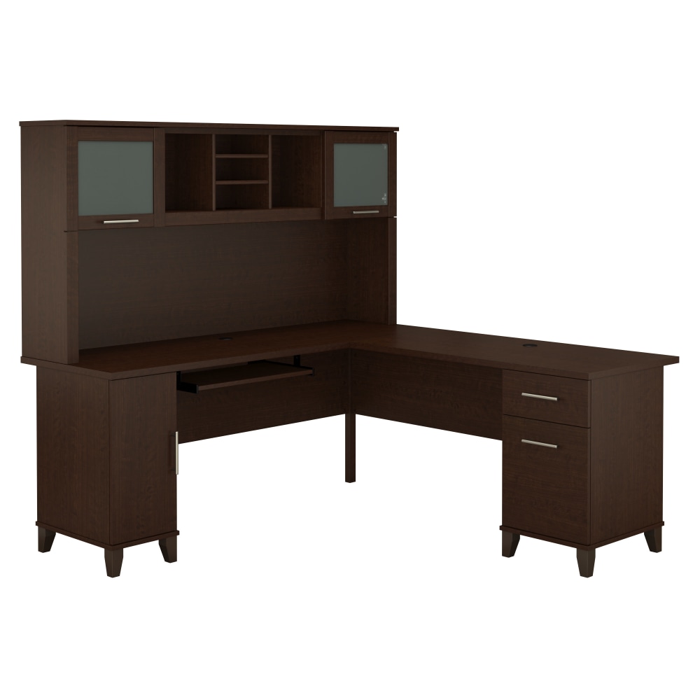 Bush Home Somerset 72inW L-Shaped Desk With Hutch, Mocha Cherry, Standard Delivery MPN:SET001MR