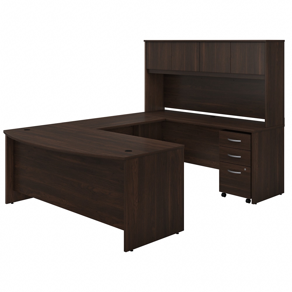 Bush Business Furniture Studio C 72inW x 36inD U-Shaped Desk With Hutch And Mobile File Cabinet, Black Walnut, Standard Delivery MPN:STC003BWSU