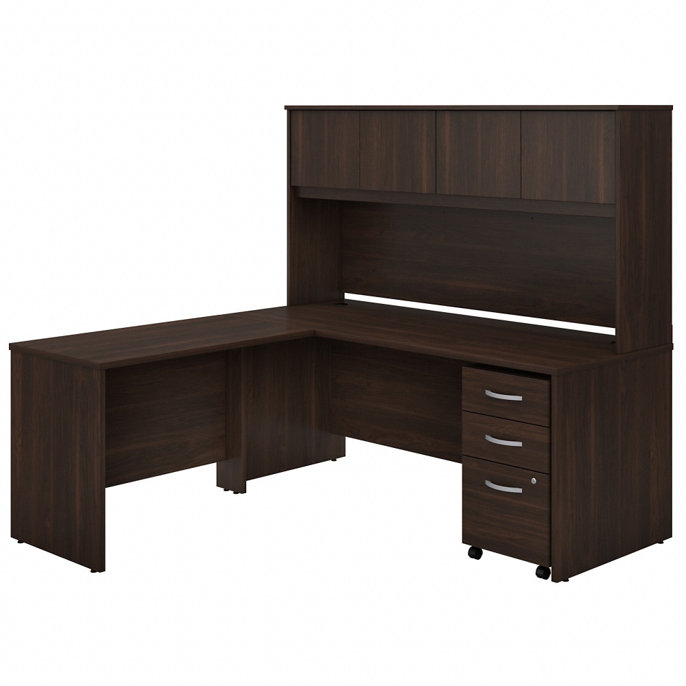 Bush Business Furniture Studio C 72inW x 30inD L-Shaped Desk With Hutch, Mobile File Cabinet And 42inW Return, Black Walnut, Standard Delivery MPN:STC006BWSU