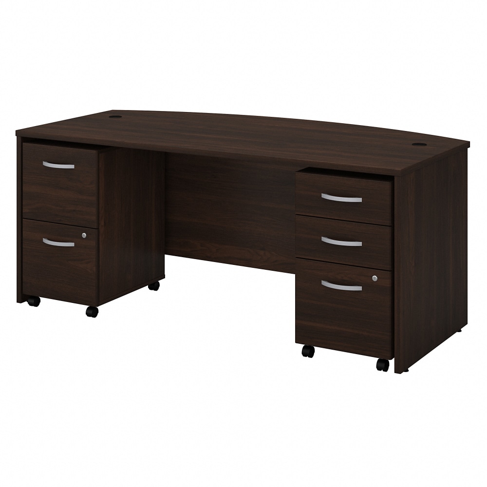 Bush Business Furniture Studio C 72inW Bow-Front Computer Desk With Mobile File Cabinets, Black Walnut, Standard Delivery MPN:STC012BWSU