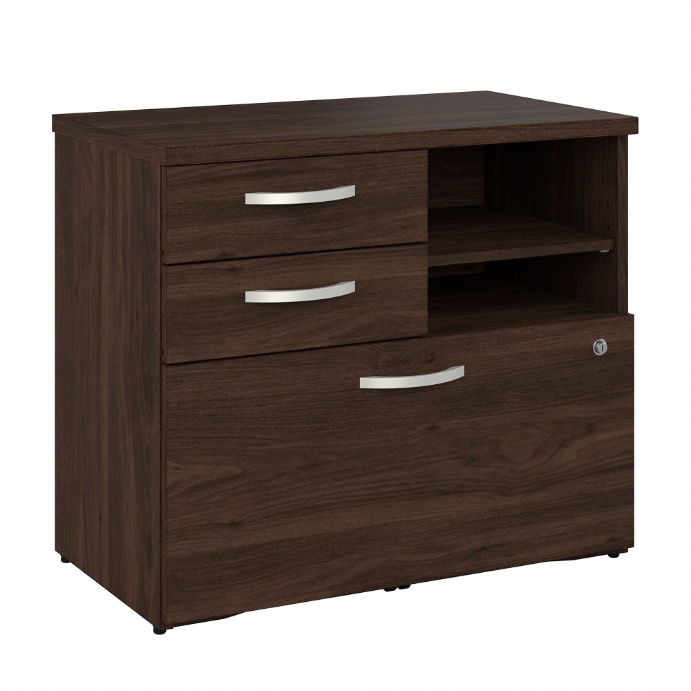 Bush Business Furniture Hybrid 29-5/7inW x 17inD Lateral File Cabinet With Drawers and Shelves, Black Walnut, Standard Delivery MPN:HYF130BWSU-Z
