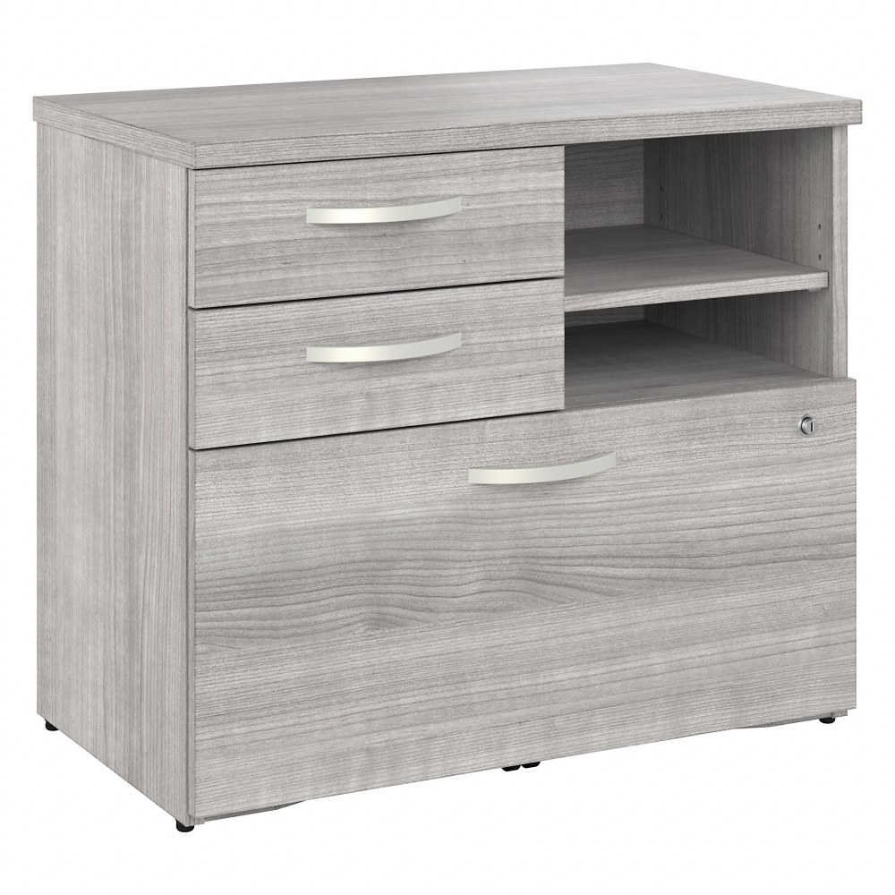 Bush Business Furniture Hybrid 17inD Vertical File Cabinet With Drawers and Shelves, Platinum Gray, Delivery MPN:HYF130PGSU-Z